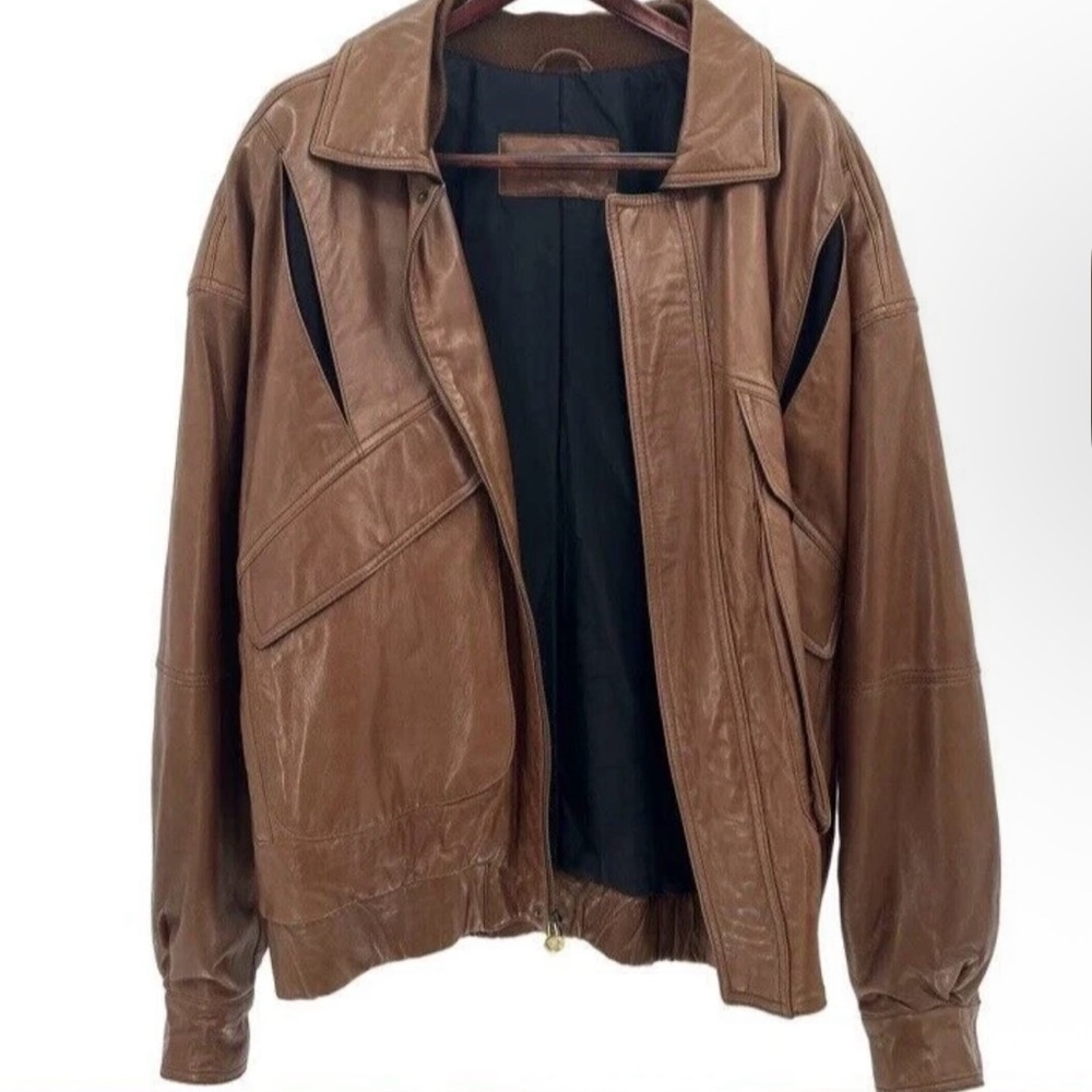 NWOT  BALLY Brown Leather Bomber Jacket  Orig $2100  Size L